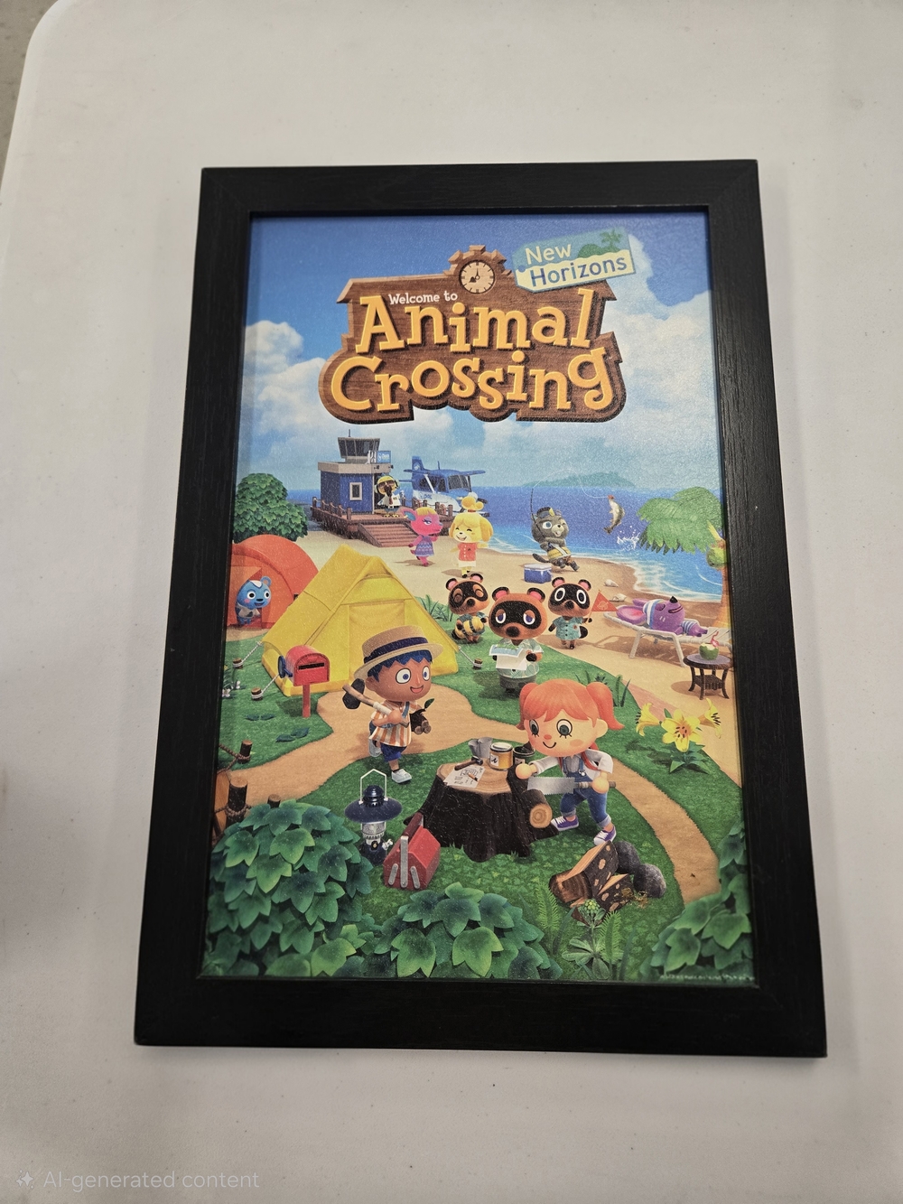 Nintendo Animal Crossing Print with Black Frame and Vibrant Colors